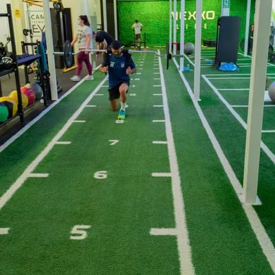 Green 15mm Pile Height Artificial Turf Grass Mat untuk Gym Komersial Custom Flooring