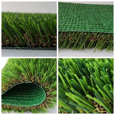 16800 jahitan/m2 Densitas Hijau Bentuk U Rumput sintetis dengan tinggi Dtex dan warna hijau