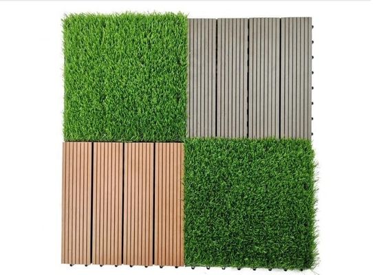 Komersial Artificial Grass Turf Tile Interlocking Desain 3/8 inci Gauge DIY Pet Lawn Mat