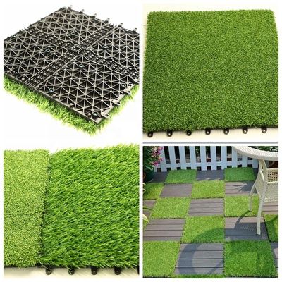 25-60mm Tinggi Tumpukan Jambatan Artificial Grass Interlocking dengan Double PP NET PU Backing