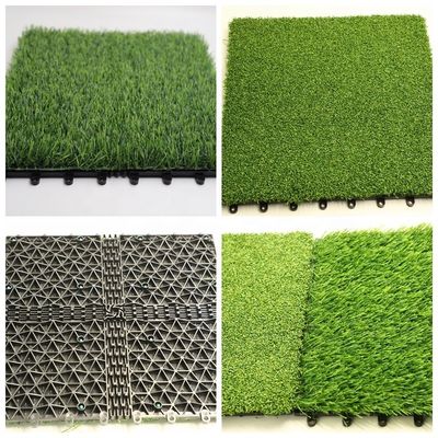 25-60mm Tinggi Tumpukan Jambatan Artificial Grass Interlocking dengan Double PP NET PU Backing