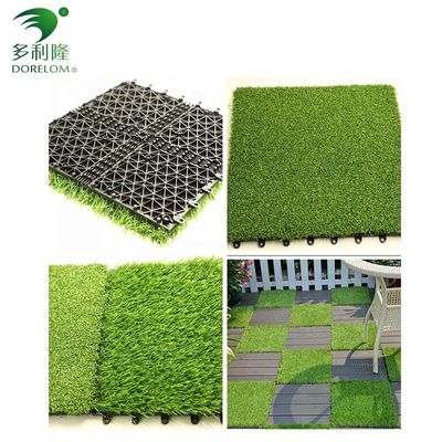 25-60mm Tinggi Tumpukan Jambatan Artificial Grass Interlocking dengan Double PP NET PU Backing