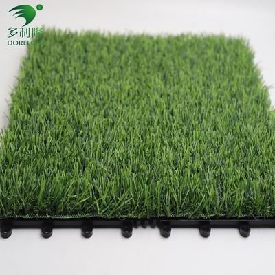 25-60mm Tinggi Tumpukan Jambatan Artificial Grass Interlocking dengan Double PP NET PU Backing