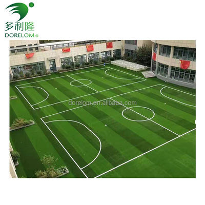 Ketinggian tumpukan 40-60mm dan 10500 jahitan/m2 Sepakbola Rumput buatan untuk Sepakbola