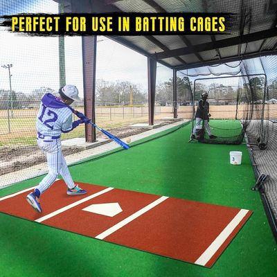 Baseball Rumput Sintetis Merah Batting Mat 12 'X 6' untuk Penduduk Hitting Pad Latihan